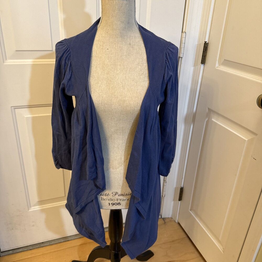 BLUE CARDI Cable And Gauge Size S Rayon Blend Longsleeved Cardigan